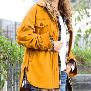 Fleece Oversized Button Shacket "MUSTARD"